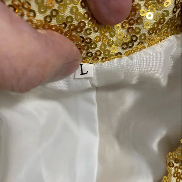 Gold Sequined Women's Pantsuit Jacket Pants Size Large NWT Fully Lined - Picture 5 of 16